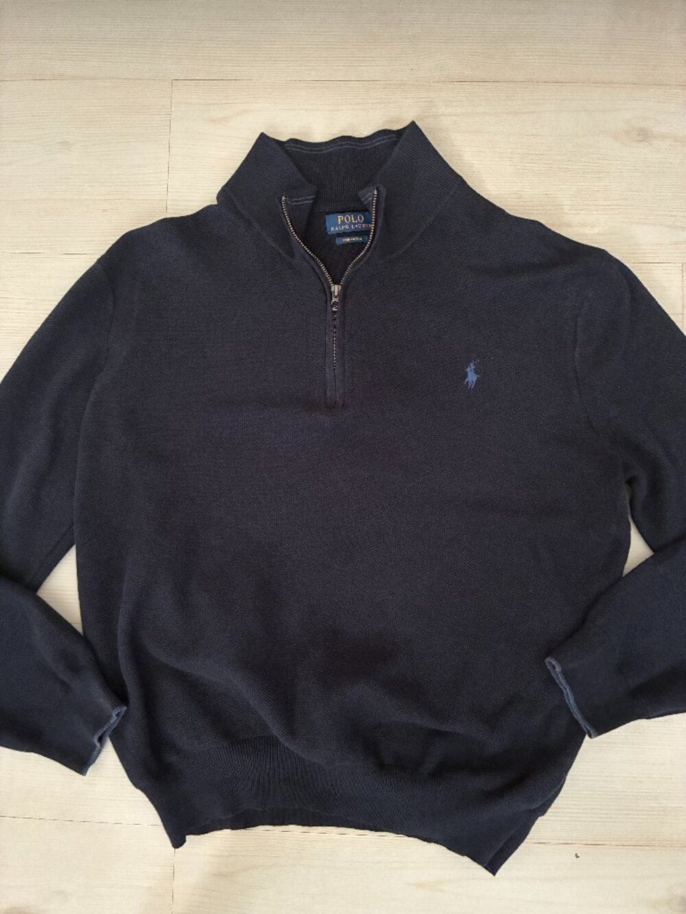 Polo Ralph Lauren Navy Blue 100% Pima Cotton Quarter Zip Sweater Men's XXL